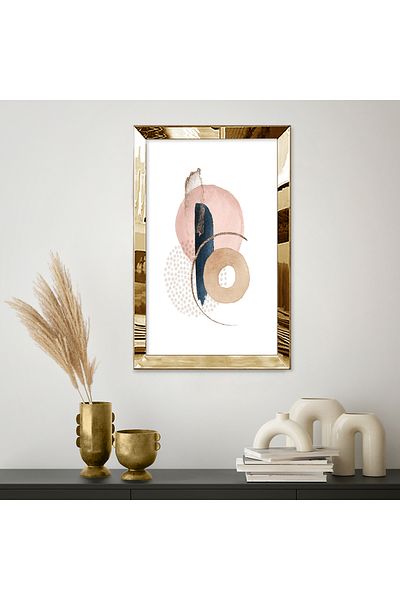 Zevahir Mobilya Dekorasyon Masa MDF cu forme abstracte cu cadru din plexiglas oglinda aurie