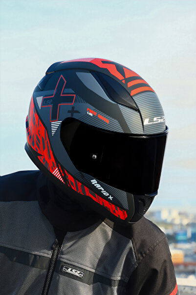 LS2 RAPID 2 XTREET MAT SİYAH-KIRMIZI KASK