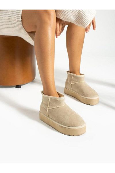 Peta Γυναικείες μπότες με ψηλή σόλα Shearling Tan