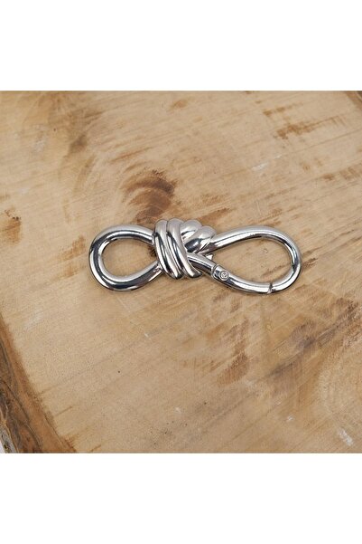 Prestij Boncuk Gümüş Renk Metal Geçmeli Çanta Halkası Çanta Klipsi