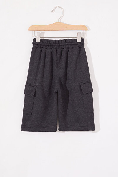 Cansın Mini Boy's Smoked Rubber Waist Shorts with Cargo Pockets 19018