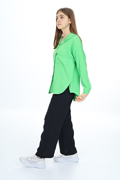 Cansın Mini Green Girl's Hooded Shirt Suit 17964