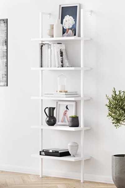 Plus aksesuar Dekoratif Tasarım 5 Katlı Duvara Monte Kitaplık Aksesuar Rafı Çiçeklik Saksılık