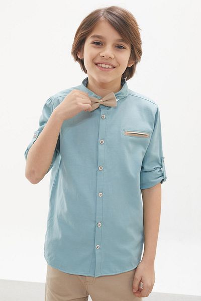 Cansın Mini Costum cu papion cămașă verde pentru băiat 18133