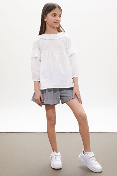 Cansın Mini Siyah Kazayağı Desenli Şort Etekli Gömlekli Kız Takım 18262