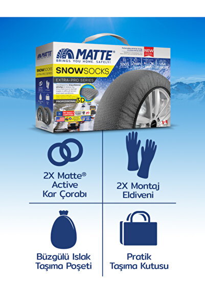 Matte Kar Çorabı Extra-Pro Series 205/55 R16 Lastik Uyumlu-Medium