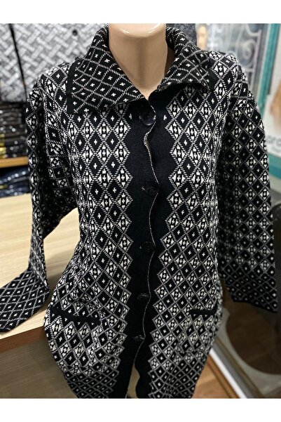 TCR Kadın Triko Polo Yaka Desenli Cepli Hırka Tunik