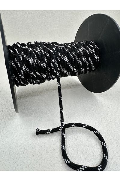paşateks since 1995 şekil 7 mm Polyester Cord-5 Meters-(Black/White)