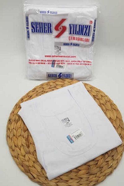 Seher Yıldız Seher 0001 Men's White Combed Cotton Tank - Pack of 6