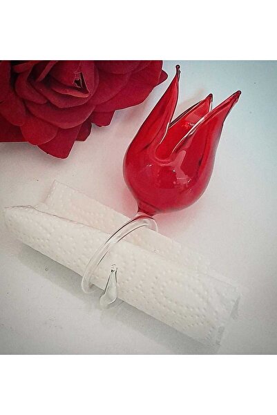 LEYLA CAM SANATLARI CAM ÜFLEME PEÇETELİK LALE MODEL 6 ADET (kırmızı renk)