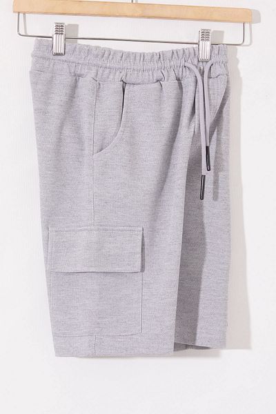 Cansın Mini Pantaloni scurți gri pentru băiat - Cu buzunar cargo și elastic în talie 18800
