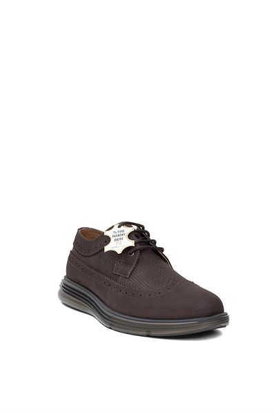 Ayakkabı Fuarı Ανδρικά γνήσια δερμάτινα Nubuck Elite 24KNbl4033C - Καφέ casual παπούτσια