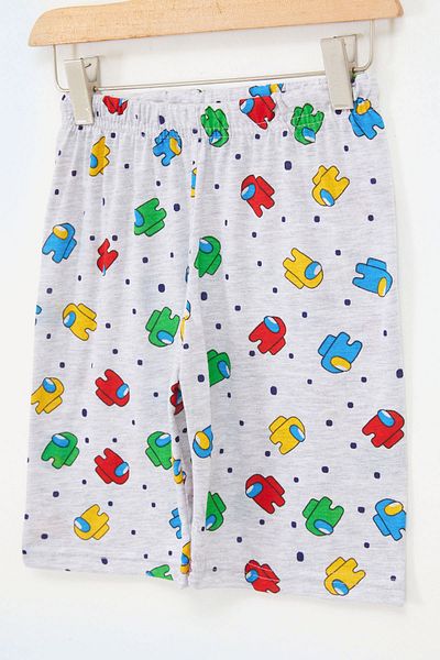 Cansın Mini Boy's Gray Printed Capri - 17698