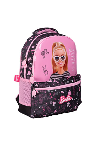 Barbie Wiggle Barbie Ярки шарки Голям размер 3 отделения Джоб Детска училищна раница Черно-розово