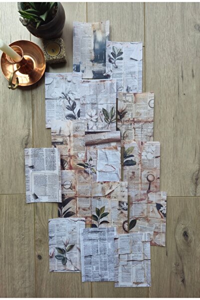 Mona Craftist 15 Adet Vintage Eskitme Gazete Temalı Scrapbook Kağıt Seti Bull...
