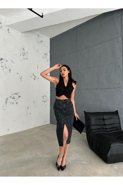 Zeo Basic Fusta midi cu imprimeu leopard - elegantă și confortabilă