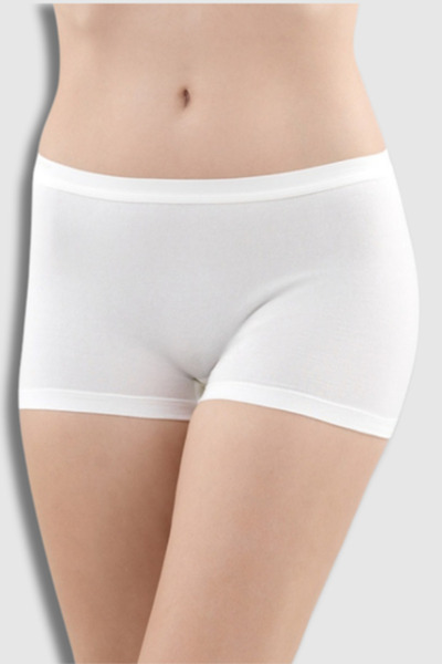 GÜMÜŞ موديل 3016 بوكسر نسائي عادي باللون الأبيض والفضي - عبوة من 6 قطع