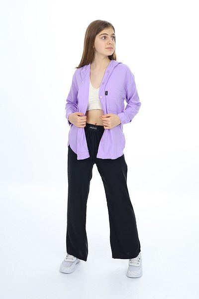 Cansın Mini Lilac Girl's Hooded Shirt Set 17962