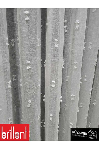 Brillant Rüyaper Trend Product Tight Pleat Linen Floor Bearded Tulle Curtain Suitable for All Rooms