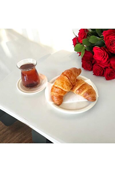 EceAksesuar صينية تقديم معدنية - طقم أطباق شاي معدنية - 6 أطباق شاي و6 صواني ...