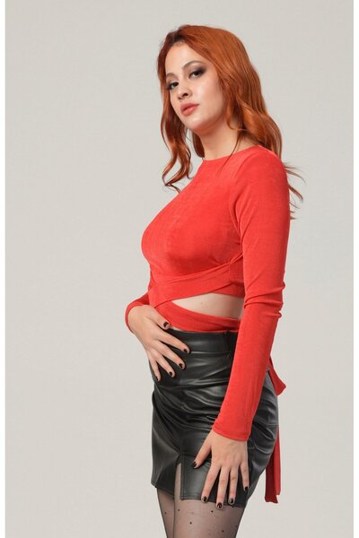 Lefon Red Jersey Crop Top - Stylish Topwear