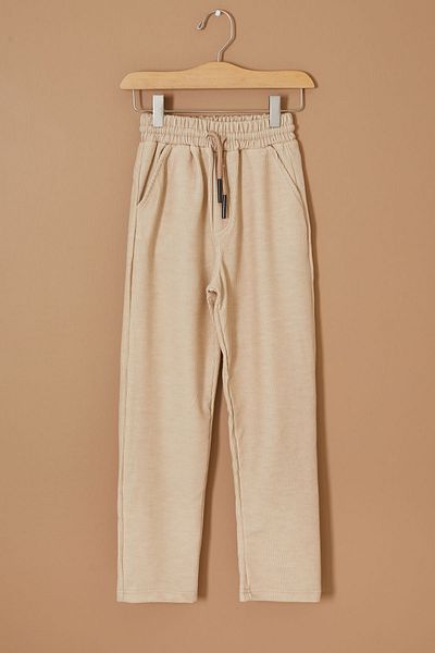 Cansın Mini Boy's Cream Trousers 19332 - Relaxed Fit, Back Pocket