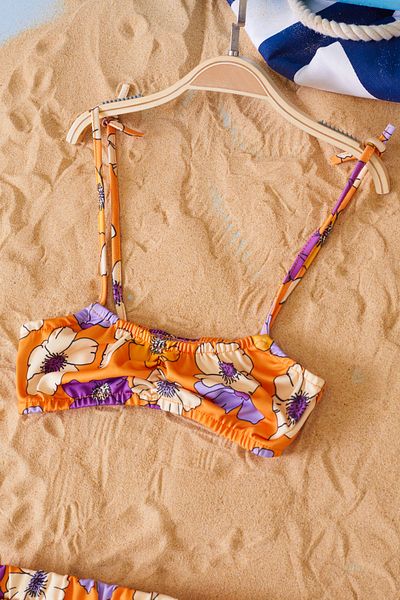 Cansın Mini Orange Floral Print Bikini for Girl - 19045