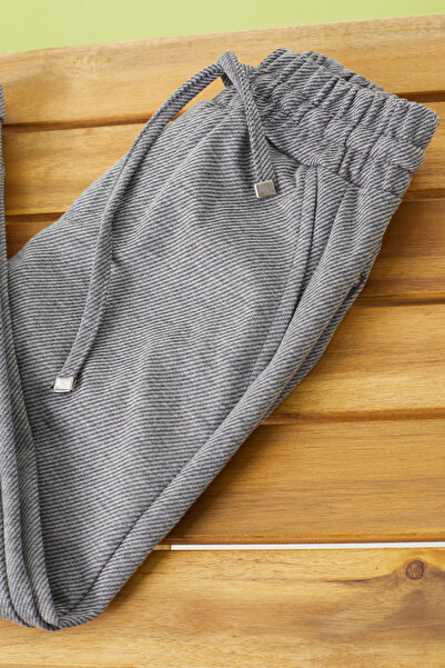 Genel Markalar Koyu Gri Duble Paça Beli Lastikli Erkek Çocuk Pantolon 18608