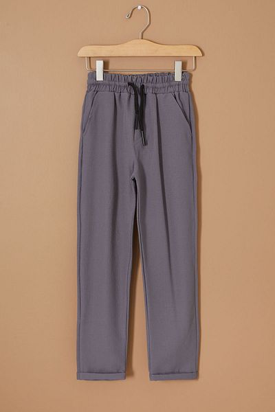 Cansın Mini Boy's anthracite Waist Laced Double Leg Trousers - 19329