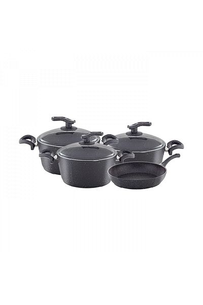 MISTERCOOK Mister Cook 13-piece Granite Cookware Set With Glass Lids - Grey