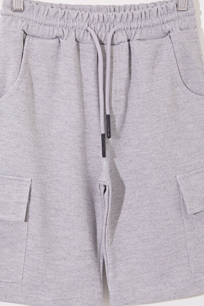 Cansın Mini Boy's Gray Shorts - With Cargo Pocket and Waist Elastic 18800