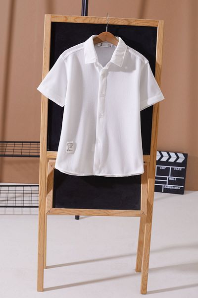 Cansın Mini White Waffle Patterned Boy's Shirt - 19123