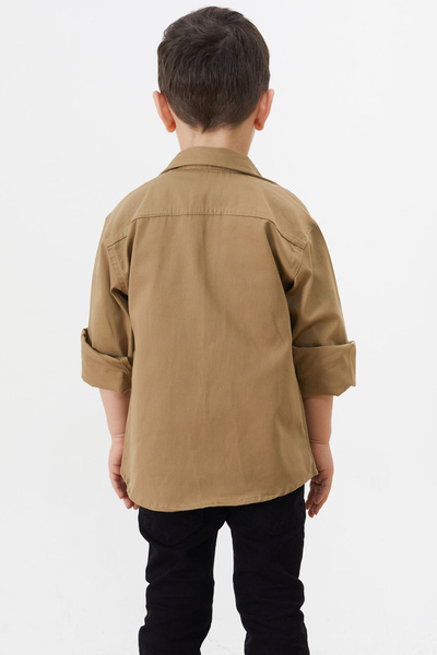 Cansın Mini Cream Embroidered Jean Shirt T-Shirt Boy's 2-Piece Set 18237