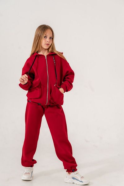 GİYİCEM Girl's Ribban Written Three Threads Zipper Tracksuit Set