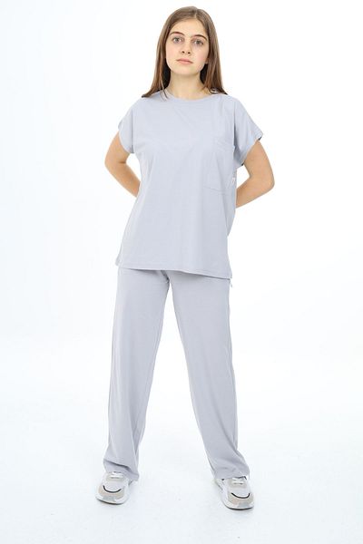 Cansın Mini Gray Pocket Detailed Girl's Suit 17919