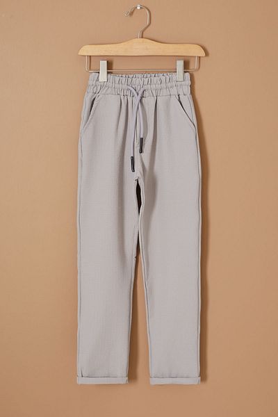 Cansın Mini Boy's Beige Lace-up Double Leg Trousers - 19331
