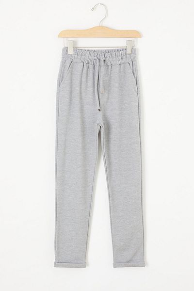 Cansın Mini Grey Double Leg Elastic Waist Boys' Trousers 18541