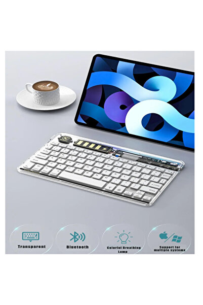 corcishop Galaxy Tab S9+ 12.4'' SM-X810 Uyumlu Bluetoothlu Klavye Rgb Işıklı ...