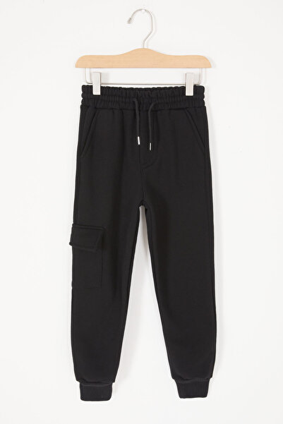 CansınMini Μαύρο Cargo Pocket Hooded Boy's Sweatpants 17065