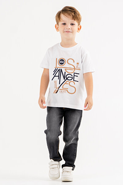 Cansın Mini Boy's T-Shirt 3 Pieces Set with Blue Jean Jacket and Trousers 18072