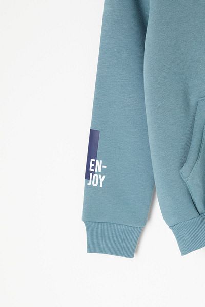 Cansın Mini Green Text Printed Hooded Cardigan Boy Tracksuit Set 16772