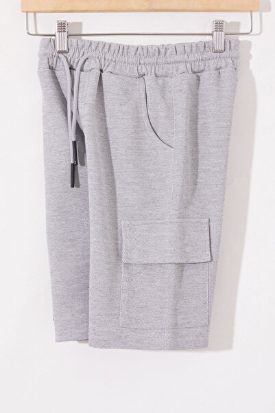 Cansın Mini Boy's Gray Shorts - With Cargo Pocket and Waist Elastic 18800