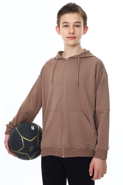 Cansın Mini Cardigan de școală maro cu glugă pentru băiat - 19207