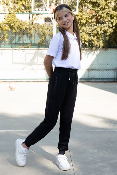 Cansın Mini Girl's School Sweatpants - Dark Navy, Zipper Pocket 19197