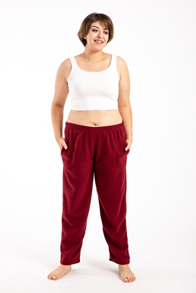 Pemilo Femei 400-2 Dimensiune mare cu buzunare din fleece, culoare burgundy