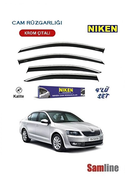 Niken Skoda Octavıa Sedan (2013-2017) Kromlu Cam Rüzgarlığı Takım 4'lü Set Cl...
