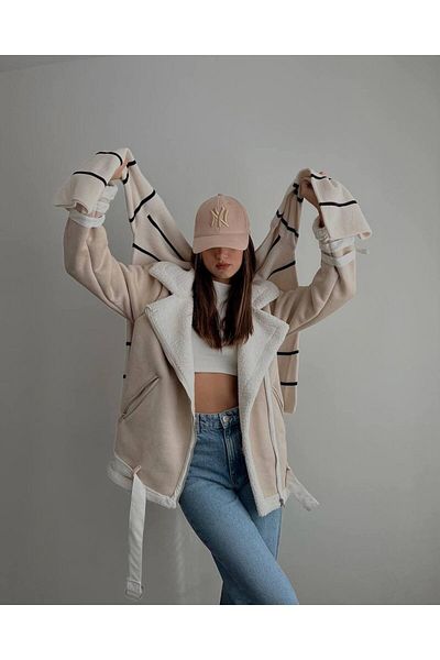 Afiş Butik Premium Inner Plush Outside Suede Coat Coat