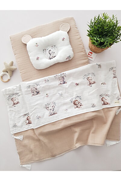 ib ilkimbebe طقم حفاضات أطفال مع بطانية - وسادة، موسلين، حديثي الولادة، سرير ...