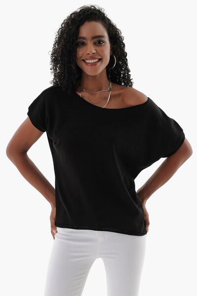 CHUBA Tricot subțire din bumbac, cu gât cu barca, cu potrivire largă, negru 23s1018