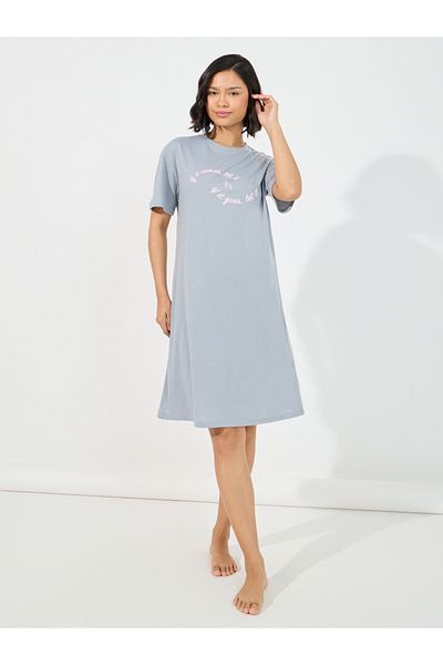 Styli Slogan Print Sleep T-Shirt Dress